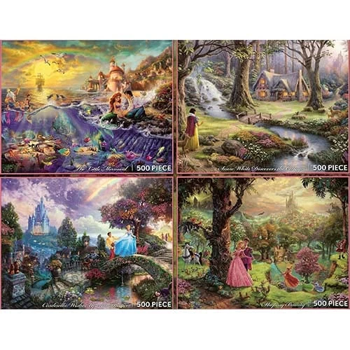 Disney Thomas Kinkade Puzzle Set - Set #3 Ariel, Cinderella, Aurora, Snow White 2 Disney Thomas Kinkade Puzzle Set - Set #3 Ariel, Cinderella, Aurora, Snow White - Image 2