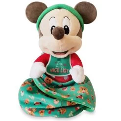 Disney Babies Plush In Pouch - Holiday Baby Collection - Mickey Mouse